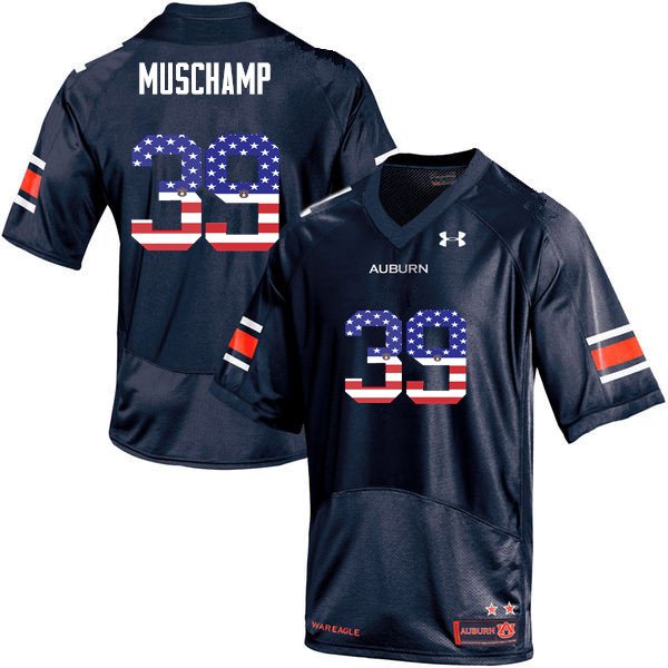 Men #39 Robert Muschamp Auburn Tigers USA Flag Fashion College Football Jerseys-Navy